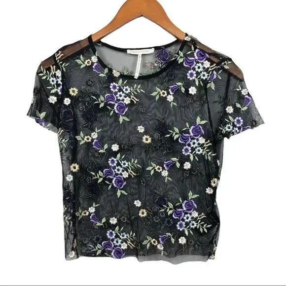 Urban Outfitters | Embroidered Sheer Mesh Shirt Boho - Picture 2 of 8